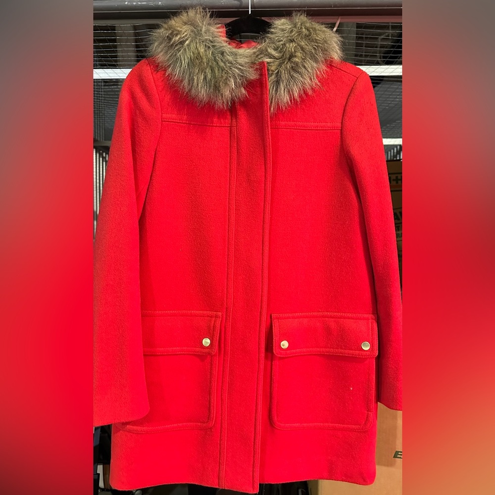 Jcrew wool blend red parka